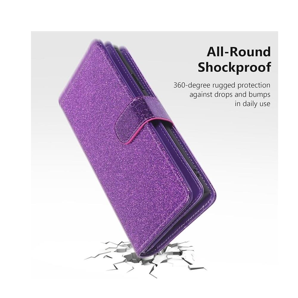Varikke for Galaxy S24 Wallet Case Detachable with Card Holder Purple
